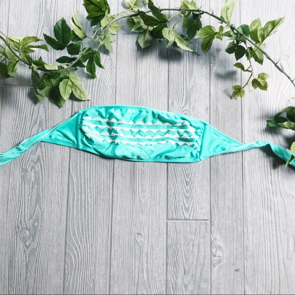 FINAL! Teal w/ white beading bikini top | M | - Picture 2 of 4